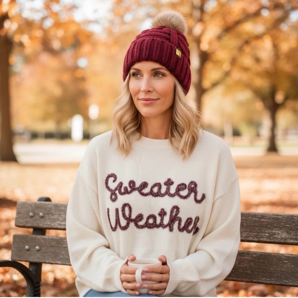 BAEVELY foil tinsel lettering sweater weather sweater S M L - Picture 7 of 7